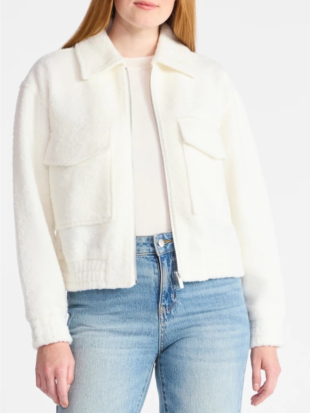 Time and Tru Cream Sherpa Zip Jacket